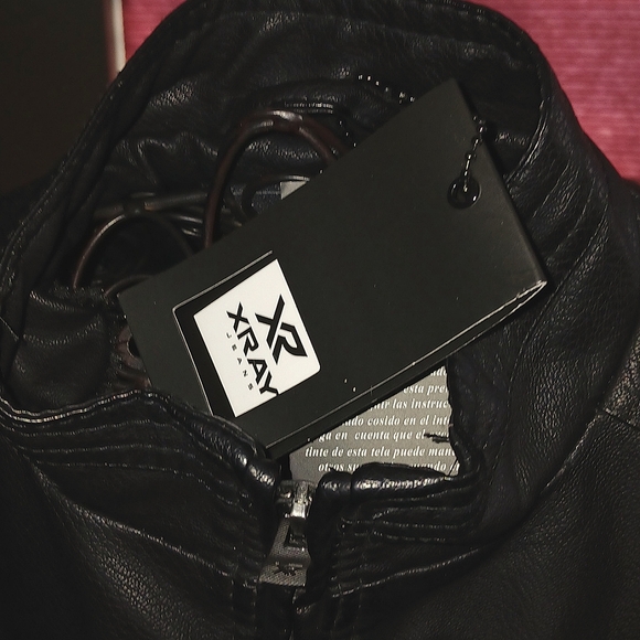 X-RAY Boy's Stand Up Collar Moto-Jacket, Faux Leather w/Sherpa Lining, - Picture 6 of 8